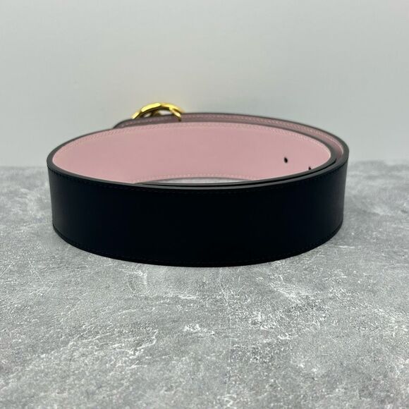NWT Fendi Vitello Liberty F is Fendi Bi-Color Reversible Belt Black Pink Leather - Picture 8 of 15